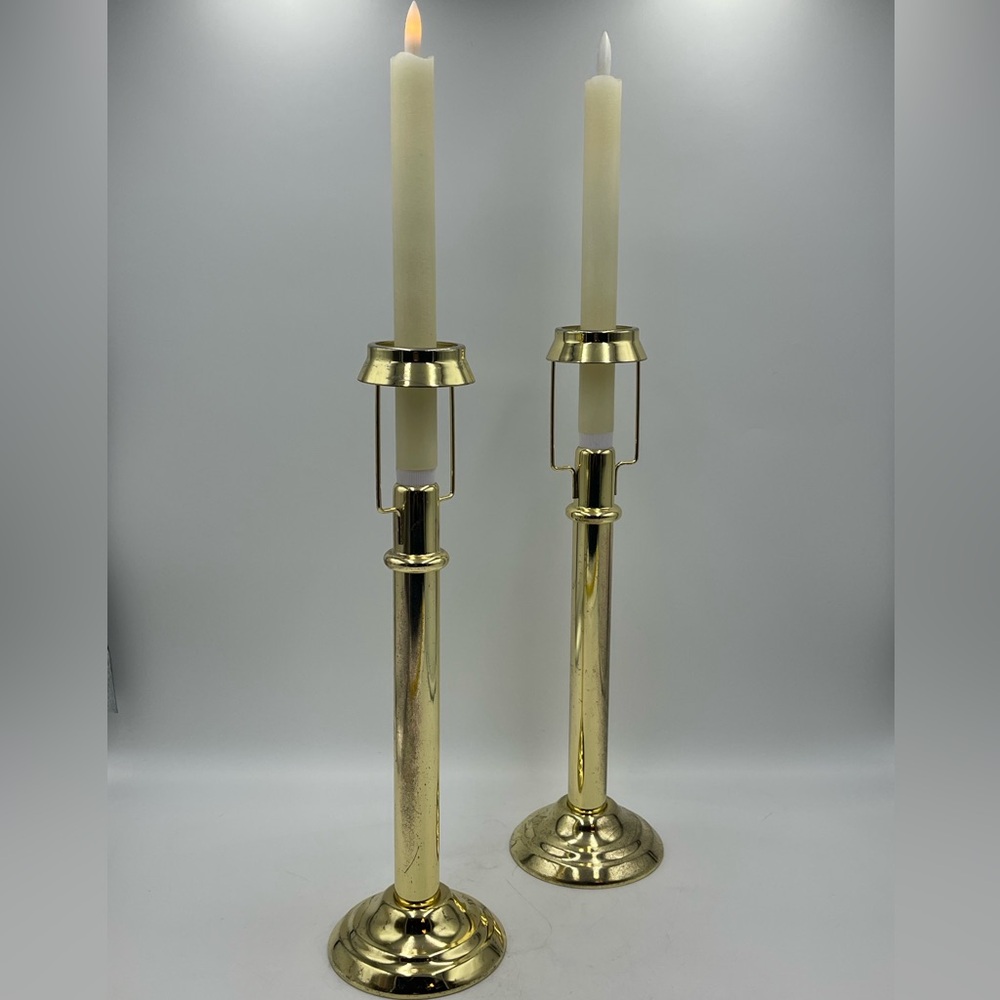Interior Accents: VTG “1998” Lumination Brass Taper Candlestick Lamps (Set of 2)